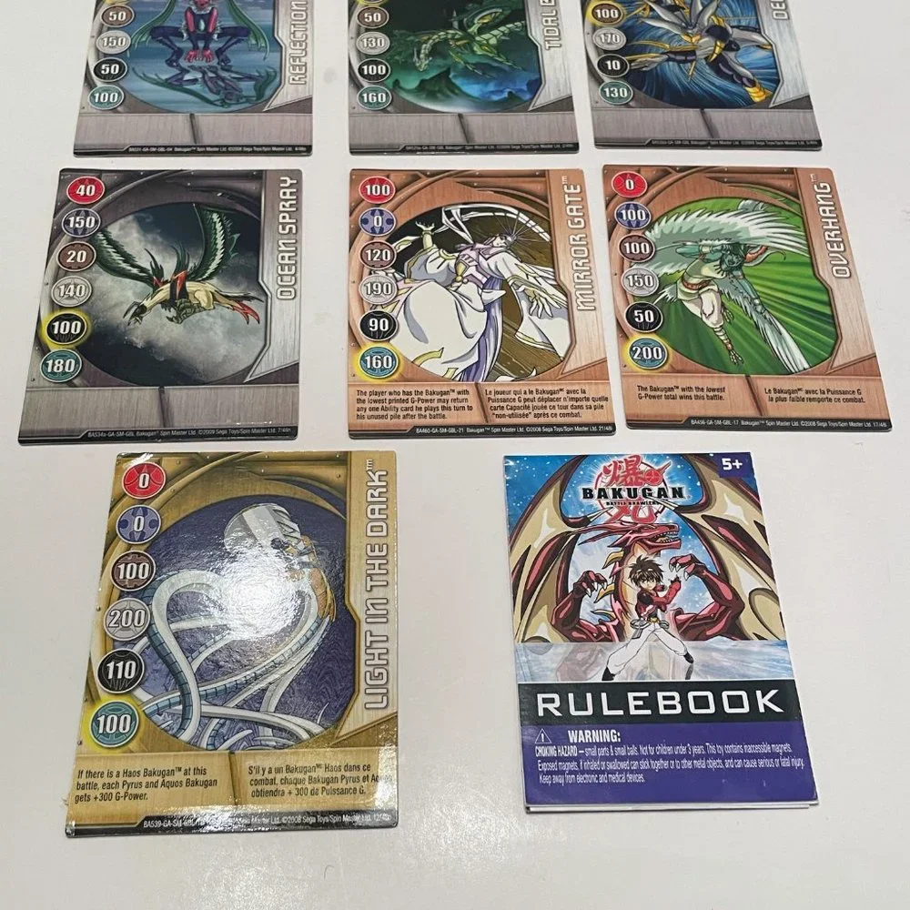 Bakugan Battle Brawlers Cards - 11 Regular & 10 Magnetic Cards with Rule Book